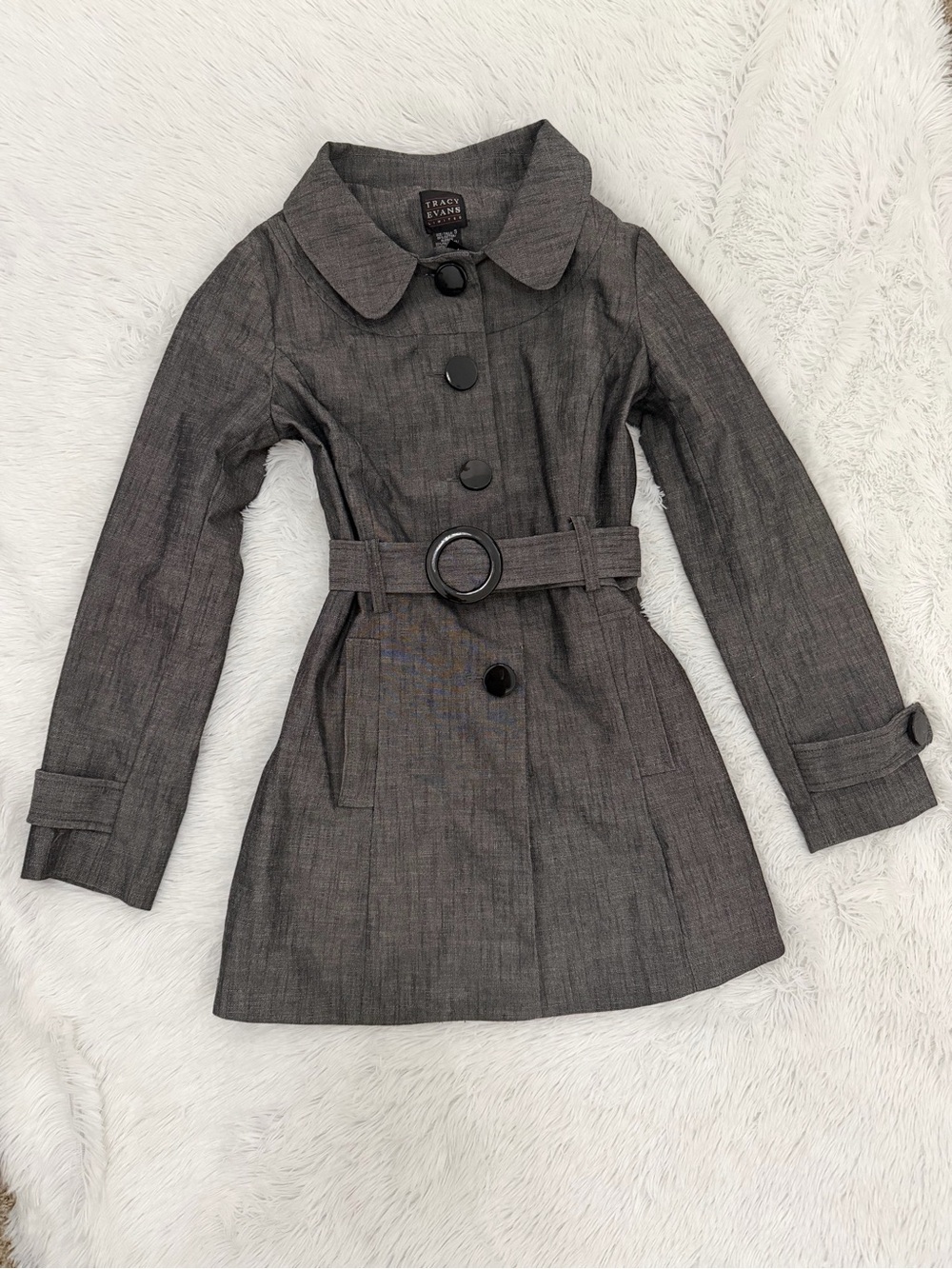 Tracy Evans Gray Belted Trench Coat